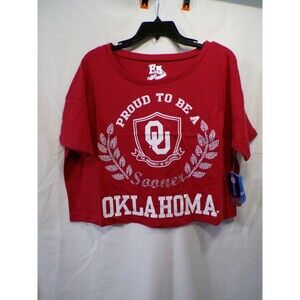 E5 College Classics Women's Oklahoma Sooners Crimson Cropped T-Shirt Medium